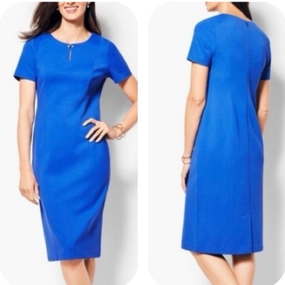 Talbots Sheath Midi Pearl Detail Royal Blue - Women's Size 2